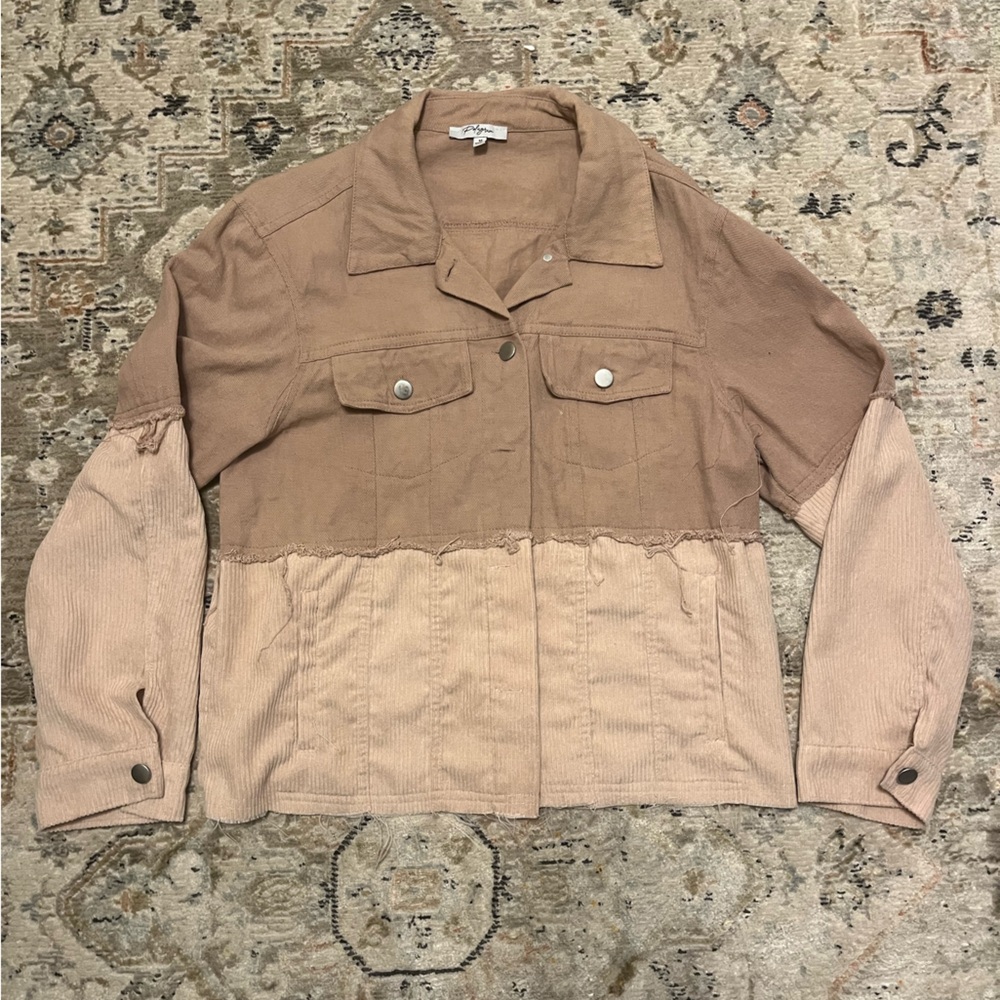 POLAGRAM Two-Tone Tan brown denim and corduroy Jacket